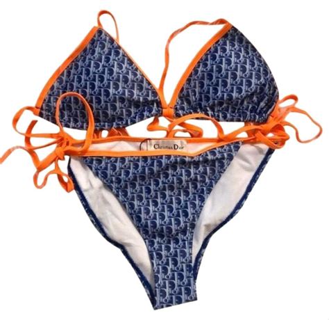 dior bathing suit blue and orange|authentic dior swimsuit.